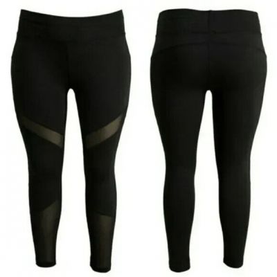 High Waist Stretchy Skinny Sheer Mesh Workout Leggings Yoga Pants Womens Sz L/XL